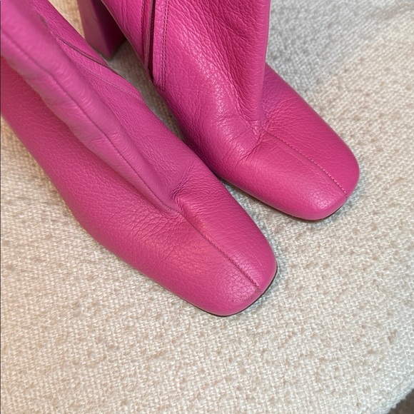 BY FAR Hot Pink Square Toe Leather Booties Size 39 / US 9 - Picture 2 of 5